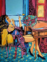 "A TTRAVERSO LA FINESTRA" - 89 cm x 116 cm / FOR SALE/Acrylique sur toile - 1200€