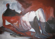 Leinwand-Acryl - 70x50 cm - "Liegende-Henry Moore"