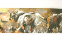 "Steppentiere"    Acryl auf Leinwand   180 x 70