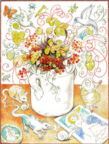 Vase of Flowers - graphite, pastel pencil and gouache