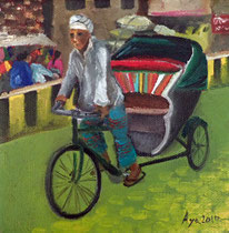 サイクルリクシャー: 150×150mm Canvas Oil 2017