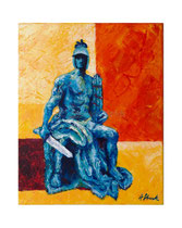 Statue, 40 x 50 cm, Acryl auf Leinwand