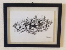 N.75d La BATTAGLIA acquarello/china su carta cm 24x33