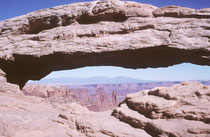 Das wohl bekannteste Markenzeichen des Canyonlands National Parks ist der Mesa Arch. Er liegt fast direkt an der Parkstrasse und war deshalb leicht zu besuchen. Wir sind nicht in die Tiefen der diversen Schluchten des Parks hinuntergestiegen.