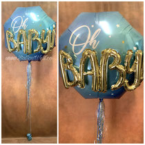 "oh BABY" Folienballon inklusive Helium, Bänder und Gewicht. Preis: 30,00€