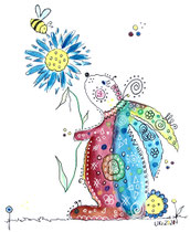 Funny Art, Hase 2, Aquarell von Ursula Konder, UKo-Art
