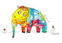 Funny Art, Elefant, Aquarell von Ursula Konder, UKo-Art, Elefant Gisela