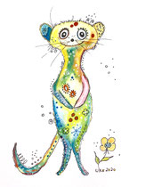 Funny Art, Erdmännchen, Aquarell von Ursula Konder, UKo-Art