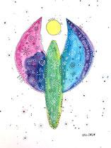 Funny Art, Schutzengel, Aquarell von Ursula Konder, UKo-Art