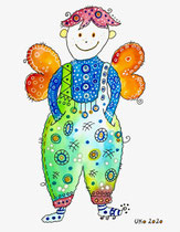 Funny Art, Schutzengel Junge, Aquarell von Ursula Konder, UKo-Art