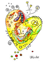 Funny Art, Herz2, Aquarell von Ursula Konder, UKo-Art