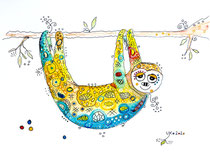 Funny Art, Faultier, Aquarell von Ursula Konder, UKo-Art