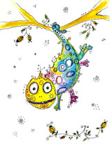 Funny Art, Chamäleon, Aquarell von Ursula Konder, UKo-Art