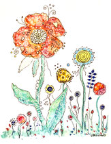 Funny Art, Blumen, Aquarell von Ursula Konder, UKo-Art