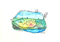Funny Art, Landschaft, Aquarell von Ursula Konder, UKo-Art