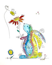 Funny Art, Hase 1, Aquarell von Ursula Konder, UKo-Art