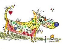 Funny Art, Hund, Aquarell von Ursula Konder, UKo-Art