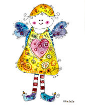 Funny Art, Schutzengel, Aquarell von Ursula Konder, UKo-Art