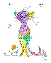 Funny Art, Erdmännchen, Aquarell von Ursula Konder, UKo-Art, Erdmännchen Fritze