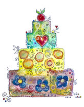 Funny Art, Torte, Aquarell von Ursula Konder, UKo-Art