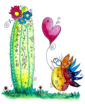Funny Art, verliebter Igel, Aquarell von Ursula Konder, UKo-Art