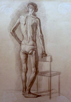 Alter Mann, stehend, Bleistift auf Papier, 40x50