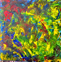 9. Die Maske, Öl-Acryl-Mischtechnik, Größe 60 x 60 cm, Preis auf Anfrage