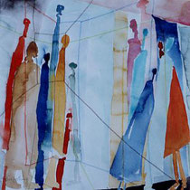 311  //  "Menschengruppe 4"  //  2003  //  Aquarell  //  40x40cm