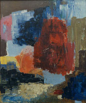 43  //  "Komposition in rot-blau-braun"  //  1961  //  Öl auf Jute  //  60x50cm