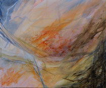 186  //  Ohne Titel (gelb-orange-blaugrau)  //  1999  //  Acryl auf Baumwolle  //  50x60cm