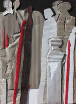 305  //  "Viele"  //  2003  //  Wellpappe + Acryl  //  80x60cm
