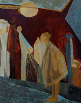 241  //  "Figuren 6" oder "Bethlehem heute"  //  2001  //  Acryl auf Baumwolle  //  100x80cm