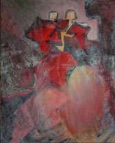 378  //  "Figürlicher Zug hinauf - rot II"  //  2009  //  Öl auf Baumwolle  //  100x80cm