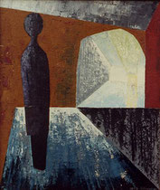 23  //  "Der Mensch sieht sich unbekannten Räumen gegenüber"  //  1958  //  Öl  //  60x50cm  //  unverkäuflich