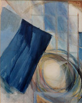 181  //  "Im Blick" (Fenster, blau, Trier)  //  1998  //  Acryl auf Leinen