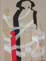 307  //  "Gebunden"  //  2003  //  Wellpappe + Acryl + Textil  //  80x60cm