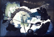52  //  "Lichte Gebilde aus dem Dunkel"  //  1965  //  Öl auf Hartfaser  //  21x30cm