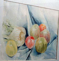 106  //  "Stilleben mit Äpfeln und Fenchel"  //  Aquarell  //  50x70cm