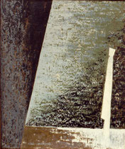 155  //  "Figur gegen Wand"  //  1959  //  Öl auf Jute  //  60x50cm