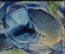 185  //  "Annäherung" (blau)  //  1999  //  Acryl auf Baumwolle  //  50x60cm