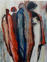 232  //  Figuren 1, "Suche nach Geborgenheit"  //  2001  //  Acryl auf Baumwolle  //  100x80cm