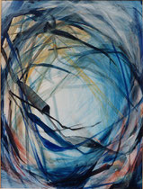 219  //  "Schwebebewegung unter Wasser"  //  1999 //  Acryl auf Pressspan  //  80x60cm