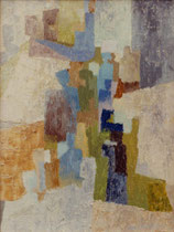 236  //  "Mensch und Masse III" (Mitte hell)  //  1959/60  //  Öl auf Jute  //  80x60cm