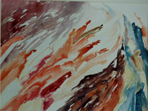 91  //  "Vorwürfe"/ "Laßt uns doch!"/ "Eile"  //  1989  // Aquarell  //  75x95cm