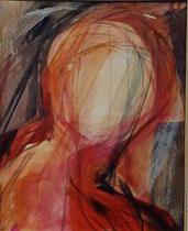 265  //  "Integration" oder "Und du?" (Kopf rot)  //  2000  //  Acryl auf Baumwolle  //  100x80cm