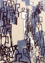 39  //  "Menschengruppen"  //  1960  //  3-Farb-Lithografie  //  50x70cm  //  unverkäuflich