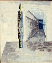 24  //  "Figur und Räume"  //  vor 1960  //  Öl auf Jute  //  60x50cm
