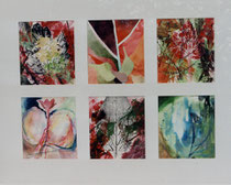 221  //  "Alles ist Blatt - rot", 6 Stck.  //  1999  //  Aquarell  //  75x96cm