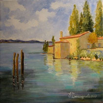2009 - In riva al Lago - olio su tela - 30x30 cm - collezione privata