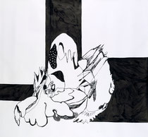 Gründer VII, 150 x 160 cm, Tusche auf Papier, Susanne Renner